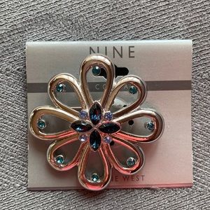 Nine West Brooch Blue and Silvertone